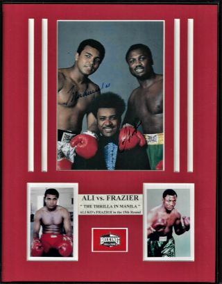 10x13 Red Mat With 5x7 0f Muhammad Ali & Joe Frazier,  Framed,  Live Ink Signed
