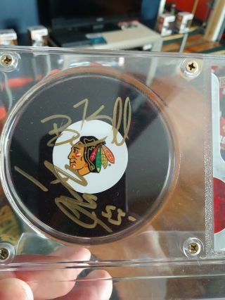 Chicago Blackhawks Brent Seabrook/Ben Smith Signed Autographed puck 2