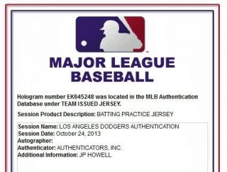 J.  P.  Howell Team Issued 2013 LA Dodgers Batting Practice Jersey 56 MLB EK645248 4