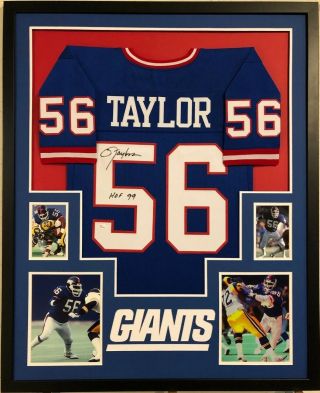Framed York Giants Lawrence Taylor Autographed Signed Inscr Jersey Jsa