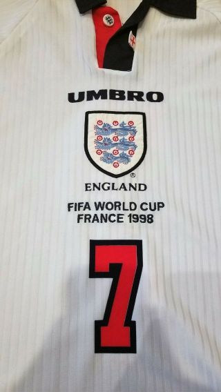 David Beckham 7 England Umbro Home Match Issue Football Shirt (XL) World Cup 98 3