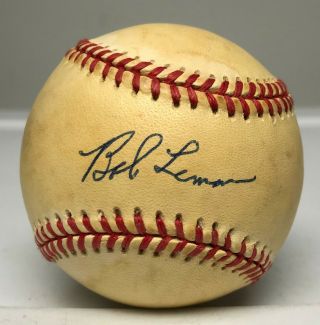 Bob Lemon Single Signed Baseball Autographed Psa/dna Indians Yankees Hof