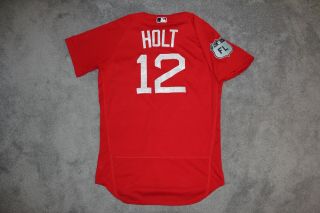 Brock Holt Game Worn (ti) 2017 Boston Red Sox Mlb Baseball Jersey