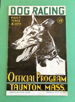Vintage 1936 Taunton Greyhound Program " Gold Collar " Qualifying Race
