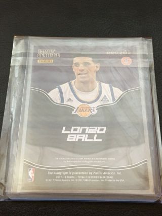 2017 - 18 Totally Certified Lonzo Ball Rookie Roll Call On Card Rookie Auto 2