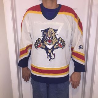 Vintage Florida Panthers Starter Jersey Mens Large White Stitched