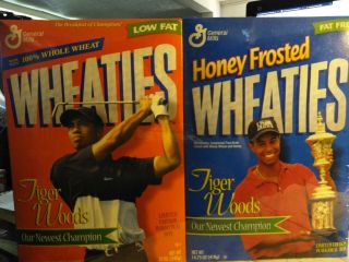 1998 Tiger Woods 2 Boxes Wheaties Wrapped