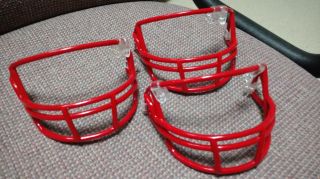 (3) Red Mini Helmet Riddell Facemask Plastic Z2b Includes Hardware