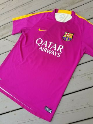 Nike Dri Fit Barcelona Fc La Liga Pink Soccer Jersey Size Large Mens