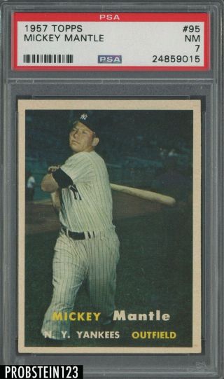 1957 Topps 95 Mickey Mantle York Yankees Hof Psa 7 " Pack Fresh " Sharp