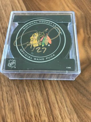 Jeremy Roenick Autographed Chicago Blackhawks Logo Official Game Puck