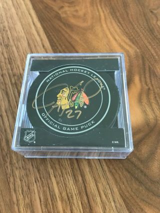 Jeremy Roenick Autographed Chicago BlackHawks Logo Official Game Puck 2