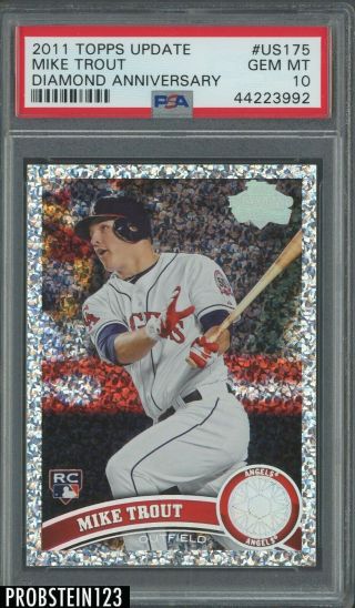2011 Topps Update Diamond Anniversary Us175 Mike Trout Angels Rc Psa 10
