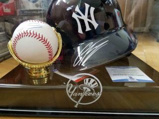 Gleyber Torres Signed Full Size Helmet,  Baseball And Yankees Logo Case