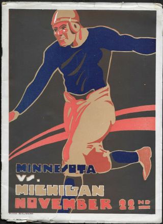 Nov.  22,  1919 University Of Michigan Vs.  Minnesota Football Program
