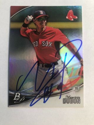 2016 Bowman Platinum Mauricio Dubon Rc Auto Signed Autograph Red Sox Brewers