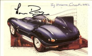 D - Type Jaguar Greeting Card Aigned By Norman Dewis