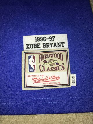 100 Authentic Kobe Bryant Mitchell & Ness 96 97 HWC Lakers Jersey Size 40 M 2