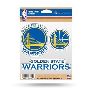 Golden State Warriors Stickers Die Cut Decals 3 - Piece Triple Spirit Sheet