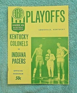 1970 Aba Kentucky Colonels Vs Indiana Pacers Basketball Playoff Game Program