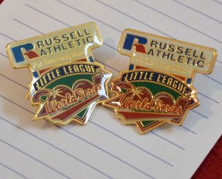 2 Little League Pin World Series 2001 Russell Athletic Sponsor Pete ' s Pin 2