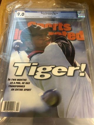 1996 Tiger Woods Sports Illustrated First Cover Rc Newsstand Cgc 9.  0