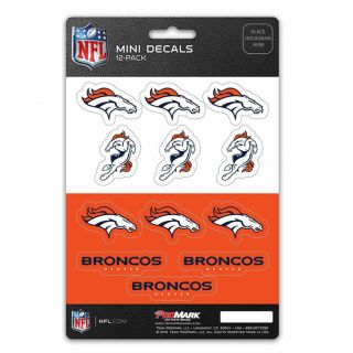 Denver Broncos Stickers Die Cut Mini Decals 12 - Pack Sticker Sheet