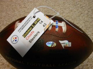 BEN ROETHLISBERGER AUTO SIGNED NFL GAME FOOTBALL 10/2/16 STEELERS W/ 3 INSC 2
