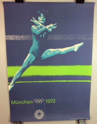 1972 Munich Olympics Gymnastics Sports Poster Otl Aicher Design