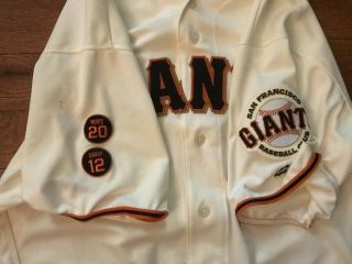 2016 DAVE RIGHETTI SF Giants Game Worn Home JERSEY MLB Holo SIZE 50 12 20 3