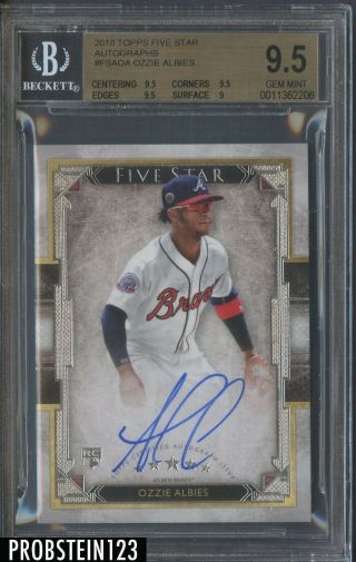 2018 Topps Five Star Ozzie Albies Braves Rc Rookie Auto Bgs 9.  5