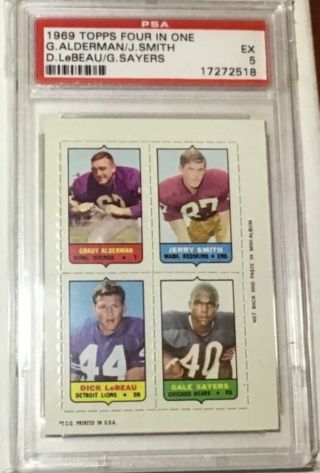 1969 Topps Four - In - One (4 - In - 1) Alderman / Smith / Sayers / Lebeau Psa 5 Ex