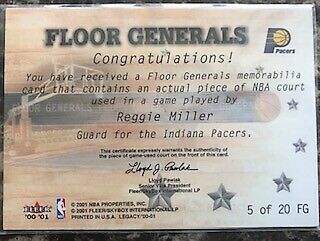 Indiana Pacers Reggie Miller 2001 Fleer Floor Generals Game Floor 2