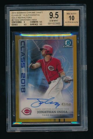 Bgs 9.  5 Jonathan India 2018 Bowman Chrome Class Of Gold Refractor Rc Auto 42/50