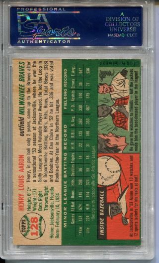 1954 54 Topps Baseball 128 Henry Hank Aaron Rookie Card PSA 5 2