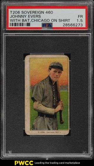 1909 - 11 T206 Johnny Evers With Bat Chicago,  Sovereign Psa 1.  5 Pr (pwcc)