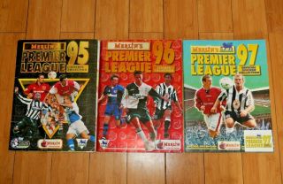 3x Merlin Premier League Football Sticker Albums 1995 1996 & 1997 Ap4