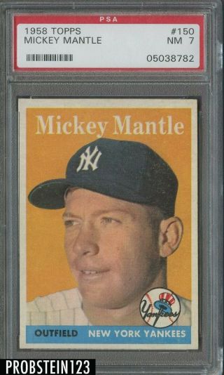 1958 Topps 150 Mickey Mantle York Yankees Hof Psa 7 Nm