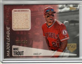 2019 Topps Series 2 Mike Trout Angels 1/1 Game Bat 150 Years Gold 027/150