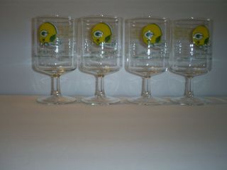 Set Of 4 1967 Nfl Bowl Green Bay Packers Wine Goblet Glasses.