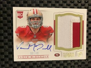 Vance Mcdonald 2013 National Treasures Rpa Patch Auto Rc Gold 33/49 Rookie 49er