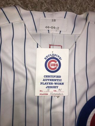 1994 Chicago Cubs Jose Hernandez Game Home Jersey MLB 125th Anniversary 3