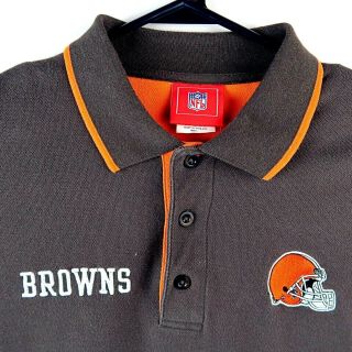 Vintage Cleveland Browns Mens Polo Shirt Large Brown Short Sleeve NFL Striped 2
