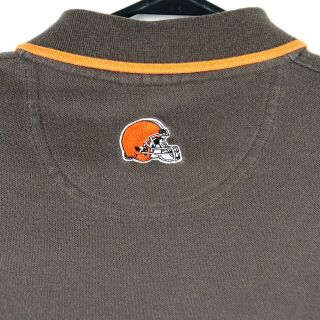 Vintage Cleveland Browns Mens Polo Shirt Large Brown Short Sleeve NFL Striped 3