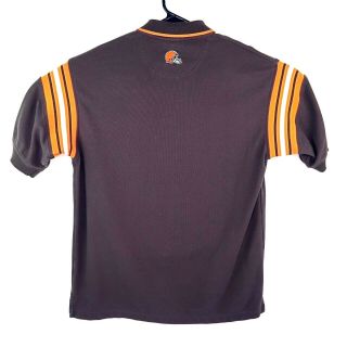 Vintage Cleveland Browns Mens Polo Shirt Large Brown Short Sleeve NFL Striped 4