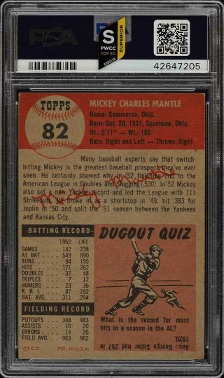 1953 Topps Mickey Mantle SHORT PRINT 82 PSA 1.  5 FR (PWCC - S) 2