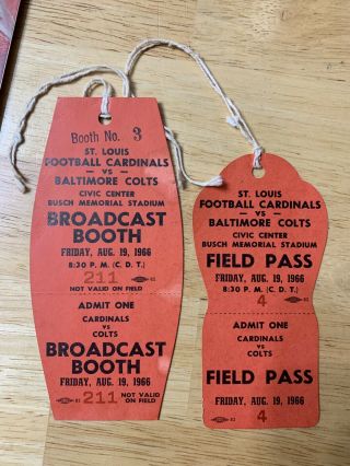 SIGNED 1966 Cardinals/Colts NFL Program And Passes - Shula,  Unitas,  Moore 2