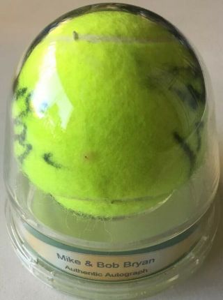 Mike & Bob Bryan Brothers Dual Signed Ace Tennis Ball Series 3 Authentic Holder