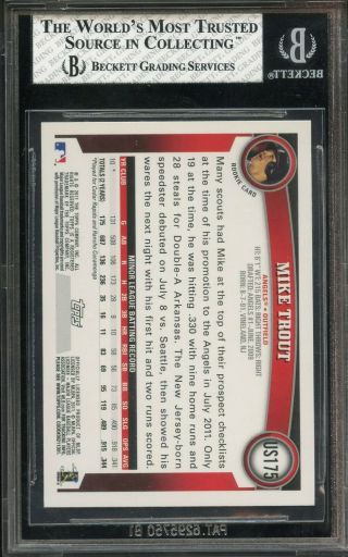 2011 Topps Update Target Red Border 175 Mike Trout RC Rookie BGS 8 NM - MT w/ 9 2