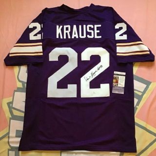 Paul Krause Autographed Signed Jersey Minnesota Vikings Jsa